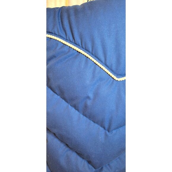 Vintage Blue Down Puffer Vest Multi Gear Silton Reversible Cream 70s Retro Sz M - Picture 8 of 15